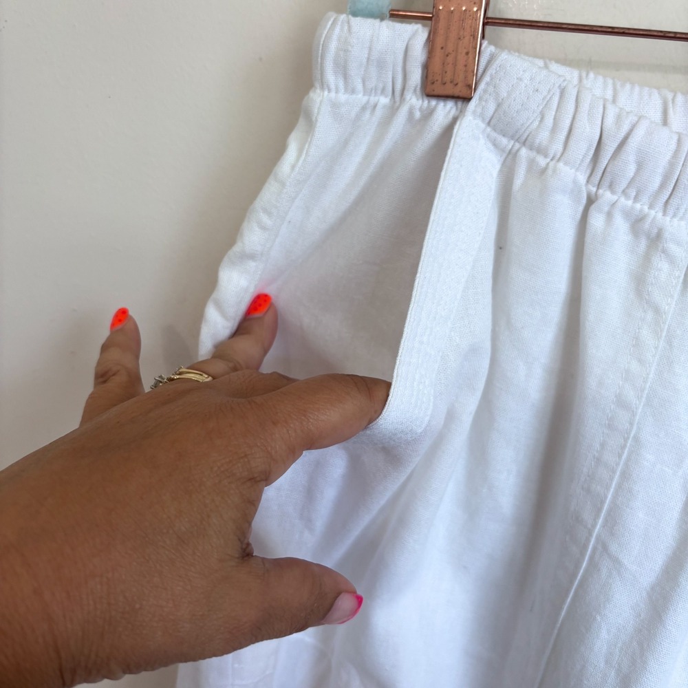 Ellos Womens Linen Cropped Wide Leg Euro Summer Pants Size 20 White Coastal - Picture 4 of 7